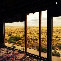 A view of the desert from an abandoned building.